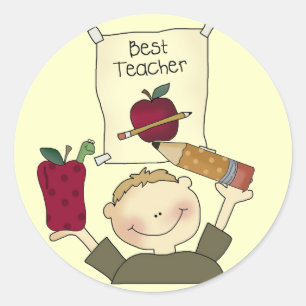 Boy Best Teacher Tshirts och Gifts Runt Klistermärke