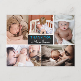 Boy Birth Announcement Tack Photo Collage Vykort