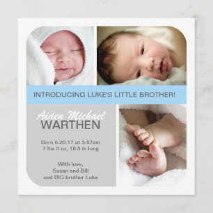 BOY Birth Notification Big & Little bröder Meddelande