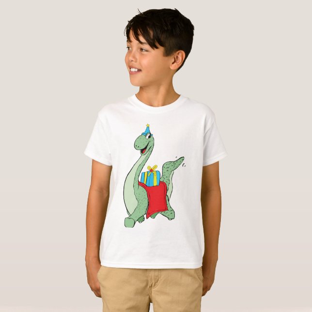 Boy, Birthday Dinosaur T Shirt (Hel framsida)