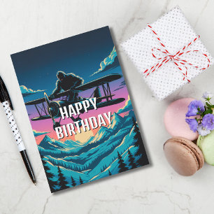 Boy Birthday Funny Bigfoot Flygplanets Roligt Inbjudningar