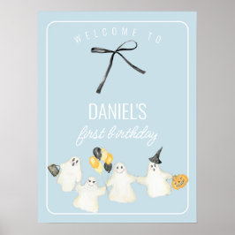 Boy Birthday Ghost och Black Bow Baby Shower Poster