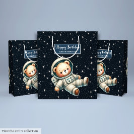 Boy Birthday Gift Bag med Astronaut Nalle