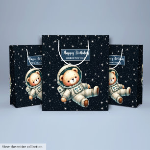 Boy Birthday Gift Bag med Astronaut Nalle