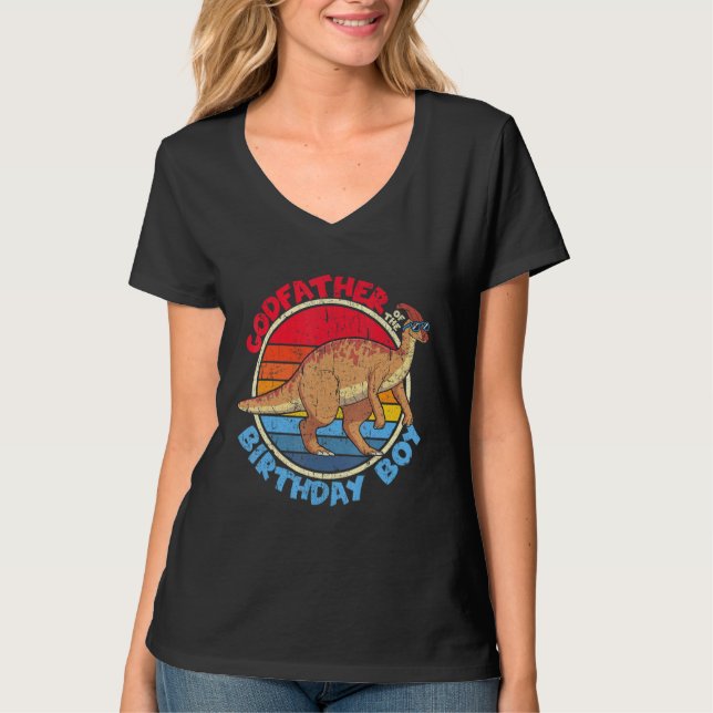 Boy Birthday I Godfather I Parasaurolophus I Famil T Shirt (Framsida)