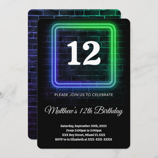 Boy Birthday Inbjudningar (Fram/baksida)