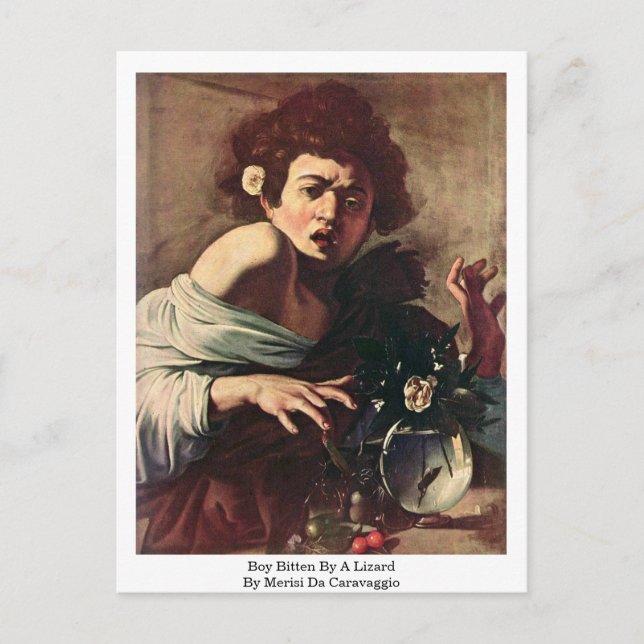 Boy Bitten av en ödla av Merisi Da Caravaggio Vykort (Framsida)