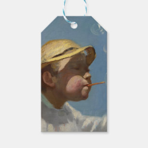 Boy Blowing Bubbles (av Paul Peel) Presentetikett