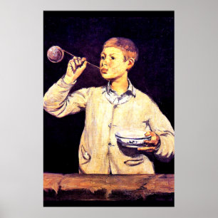 Boy Blowing Bubbles, målning av Edouard Manet Poster
