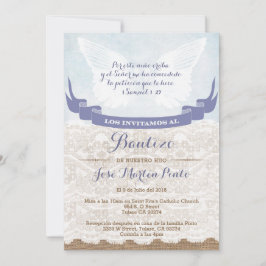 Boy Blue Angel Baptism-inbjudningar på spanska Inbjudningar