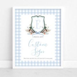 Boy Blue Anka Baby Shower Anpassningsbar Sign Poster