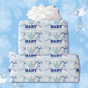 Boy Blue Baby Shower Personalize Namn Text Presentpapper