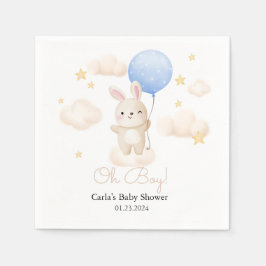 Boy Blue Balloon Cute Bunny Baby Shower Pappersservett