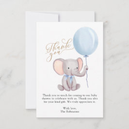 Boy Blue Balloon Cute Elephant Baby Shower Tack Kort