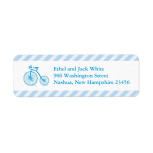 Boy Blue Bicycle Baby Shower-Returetiketter Returadress Etikett