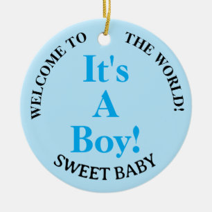 Boy Blue Birth Stats Välkommen till världen Julgransprydnad Keramik