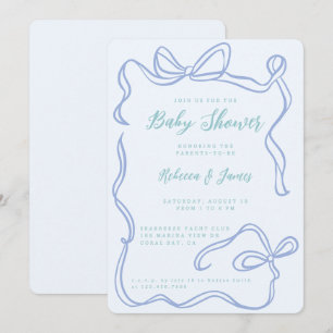 Boy Blue Bow Funky Handdragen babystövel Inbjudningar