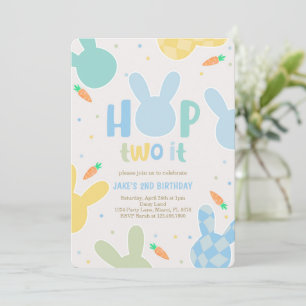 Boy Blue Bunny 2:a födelsedagen Inbjudningar