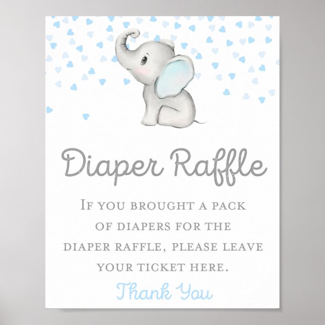 Boy Blue Elephant Baby Shower-skylt Poster (Framsidan)