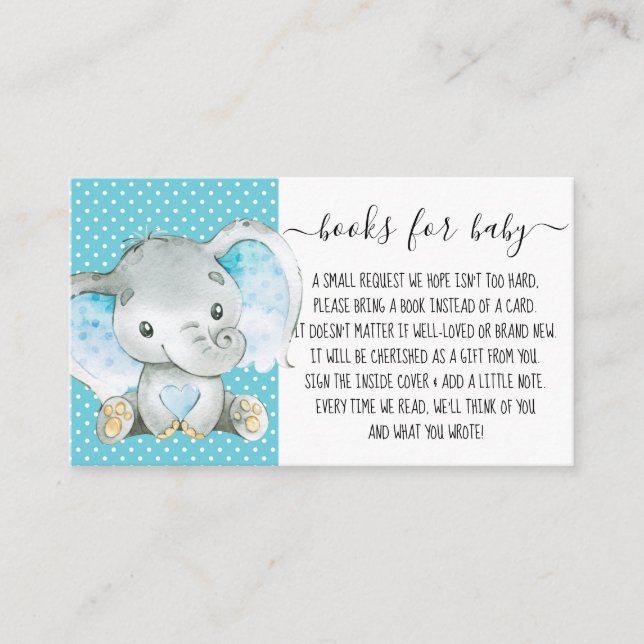 Boy Blue Elephant Bok-begäran om babyskor Tilläggskort (Framsida)