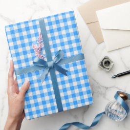 Boy Blue Gingham Birthday Wrapping Papper Presentpapper