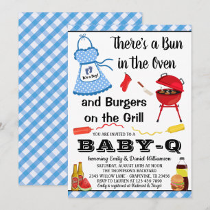 Boy Blue Grill Baby Shower Inbjudningar