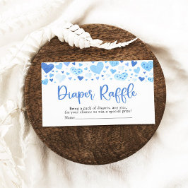 Boy Blue Heart Valentine Baby Shower Raffle Tilläggskort