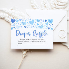 Boy Blue Heart Valentine Baby Shower Raffle Tilläggskort