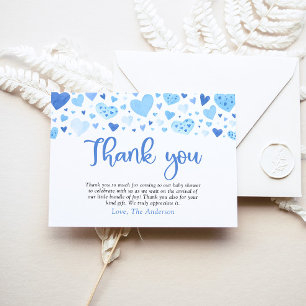 Boy Blue Hearts Alla hjärtans Baby Shower Tack Kort