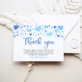 Boy Blue Hearts Valentine Baby Shower Tack Kort