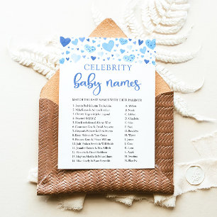 Boy Blue Hearts Valentine Celebrity Baby Name Game Inbjudningar
