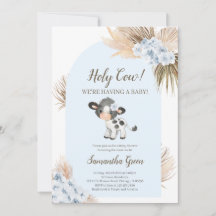 Boy Blue Heliga Cow Baby Shower-inbjudan