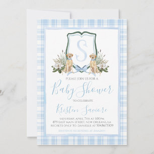 Boy Blue Hund Baby Shower Preppy Southern Inbjudningar