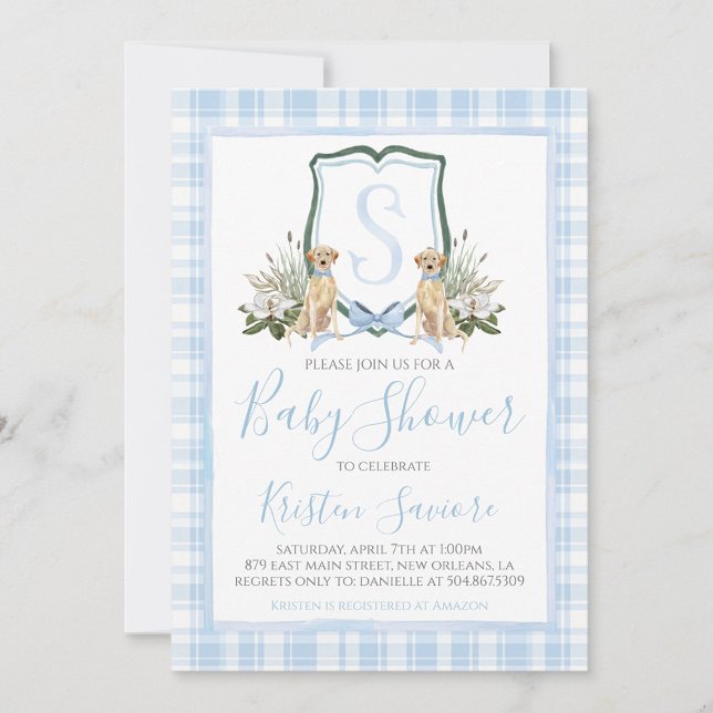 Boy Blue Hund Baby Shower Preppy Southern Inbjudningar (Skapare uppladdad)