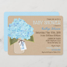 Boy Blue Hydrangea Mason Burk Rustic Baby Shower