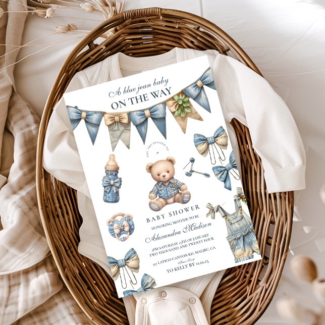 Boy Blue Jean Baby Denim Baby Shower Inbjudningar (Skapare uppladdad)