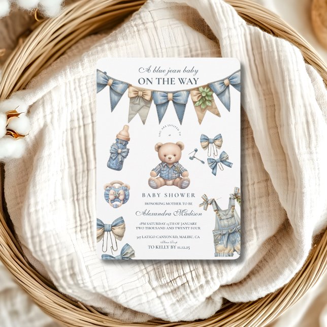 Boy Blue Jean Baby Denim Baby Shower Inbjudningar (Skapare uppladdad)