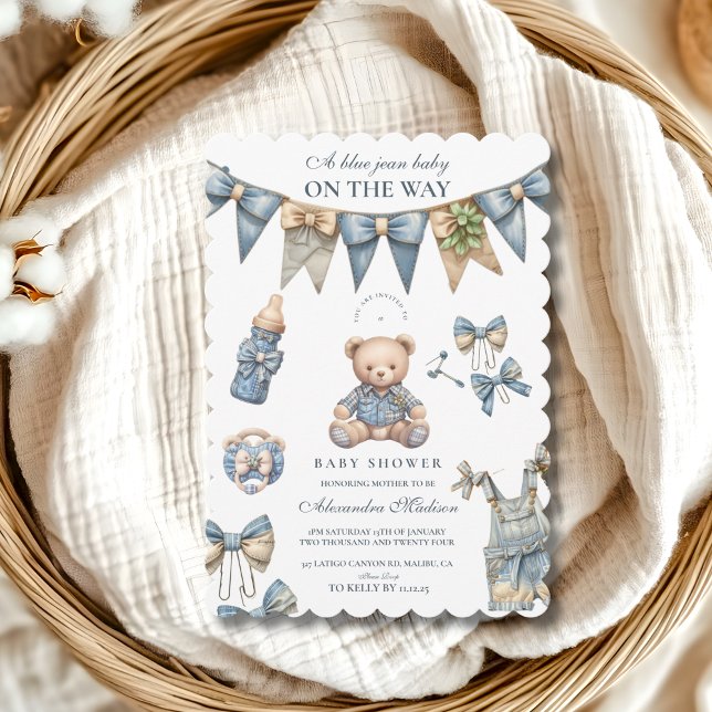 Boy Blue Jean Baby Denim Baby Shower Inbjudningar (Skapare uppladdad)