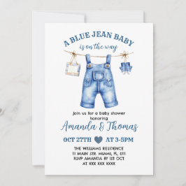 Boy Blue Jean Baby Shower-inbjudan Inbjudningar
