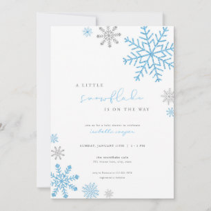 Boy Blue Little Snowflake Baby Shower-inbjudan Inbjudningar