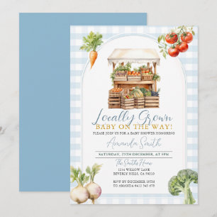 Boy Blue Locally Grown Fresh Market Baby Shower Inbjudningar