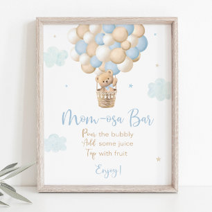 Boy Blue Nalle Baby Shower Mimosa Pub Sign Poster