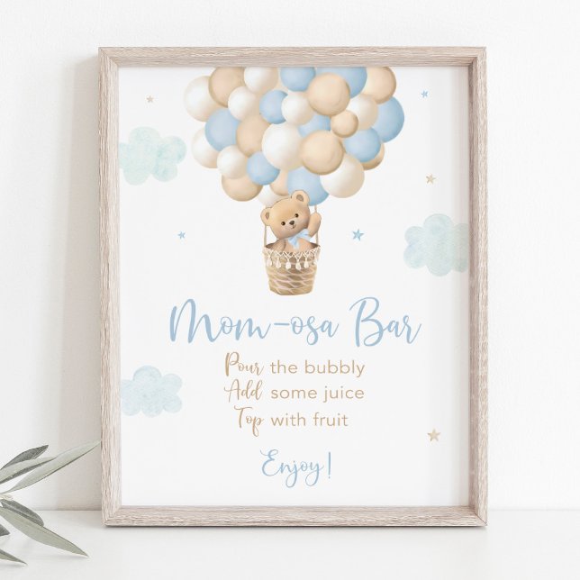 Boy Blue Nalle Baby Shower Mimosa Pub Sign Poster (Skapare uppladdad)