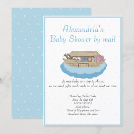 Boy Blue Noah Ark Baby Shower genom e-postinbjudan Inbjudningar