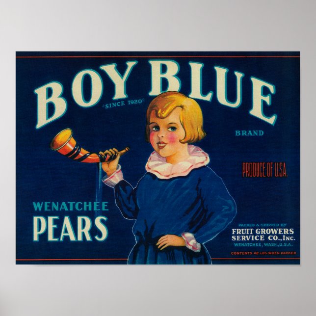 Boy Blue Pear Låda-etikett Poster (Framsidan)