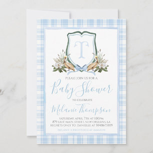 Boy Blue Pelican Baby Shower Preppy Southern Inbjudningar