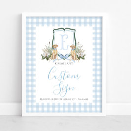 Boy Blue Preppy Hund Baby Shower Anpassningsbar Si Poster