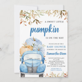 Boy Blue Pumpkin Lastbil Baby Shower Inbjudningar