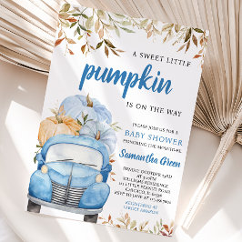 Boy Blue Pumpkin Truck Baby Shower Inbjudningar