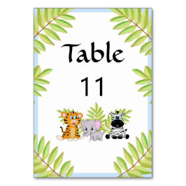 Boy Blue Safari Jungle Theme Baby Shower Bordsnummer